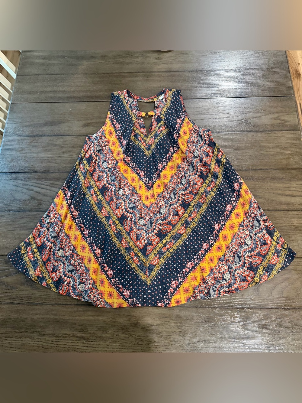 Umgee Boho Cottage Flowy Beach Orange Yellow Floral Festival Fairy Mini S Dress